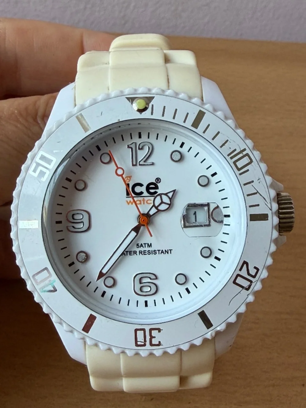 Extra Large Ice-Watch White Quartz Men Unisex Cream Silicon Band Fresh battery
